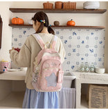 KYLETHOMASW  -  High-capacity Transparent Star Dot Ita Bags Sweet Y2k Aesthetic Ins Students Backpacks Contrast Color Patchwork Women Schoolbags