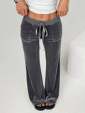 KYLETHOMASW  -  Autumn Winter Lady High Waist Casual Solid Velvet Flared Trousers Autumn Winter Lady High Waist Casual Velvet Flared Trousers