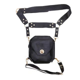KYLETHOMASW  -  Vintage Faux Leather Waist Bag Adjustable Rivet Belt Multi Strap Retro Small Crossbody Fanny Pack Versatile Outdoor Hip Purse