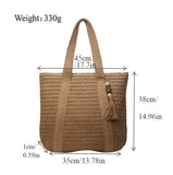 KYLETHOMASW  -  Premium Sense Straw Woven Tote Bag Large Capacity Women Shoulder Bag Tassel Design Handmade Beach Bag