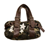 KYLETHOMASW  -  Retro Camouflage Bowling Bag Women Floral Embroidery Belt Decoration Large Capacity Handbag Ladies Harajuku Casual Style Bag New