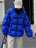 Kylethomasw Winter Jacket for Women Three-dimensional Plaid Woven Fashion Coat Solid High Street Warm and Thick Winter New Down Jacket