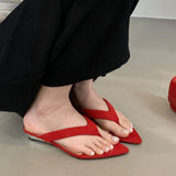 KYLETHOMASW  -  New In Fashion Pointed Toe Women Wedges Slippers Female Flip flops Slides Ladies Low Heel Wedges Slippers Sandals Shoes Pumps