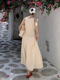 KYLETHOMASW  -  Korean Chic Summer New French Vacation Style Wrinkles Hugging Waist Stretching Sleeveless Strap Long Dresses Women