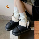 KYLETHOMASW  -  Bow Cotton Shoe Waterproof Plush Boots Women Cute Warm Ankle Boots New Ladies Outdoor Non-slip Thick Sole Snow Boot Furry