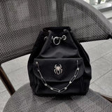 KIylethomasw Gothic Black Y2k Backpacks Women New Punk Dark Hot Girls Chain Casual Backpack Ladies Harajuku Vintage Mochila Aesthetic