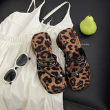 KYLETHOMASW  -  Summer Leopard Women Wedges Heel Slippers Fashion Clip Toe Dress Slide Shoes Thick Bottom Flip Flop