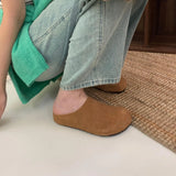 KYLETHOMASW  -  Low Slippers Soft Flock Cover Toe Loafers Female Shoes Slides Platform Comfort 2025 Fabric Hoof Heels Rubber PU Rome Shoes Ladie