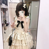 KYLETHOMASW  -  Summer Y2k Woman Dress Lolita Female Lace Vintage Fairy Elegant Sweet Dress Kawaii Mini Dresses Birthday Party Chic Outfits