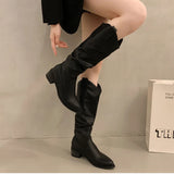 KYLETHOMASW  -  Autumn Winter Vintage Woman Knight Knee High Boots Shoes Ladies Concise Slip On Western Cowboy Botas