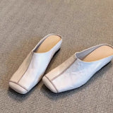 KYLETHOMASW  -  Women Genuine Leather Wrapped Cool Slippers Women Casual Flat Half Slippers Outdoor Comfortable Women Shoes Fashionable New