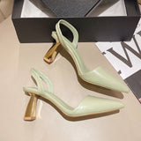 KYLETHOMASW  -  Women Brand Slingback Design Thin Heeled Pumps High Heels Sandals for Woman Slip on Pointed Toe Party Shoes Women D310