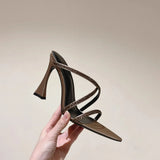 KYLETHOMASW  -  French Pointed Rhinestone Fine Heel Exposed Toe Sexy Nightclub High-heeled Sandals for Women