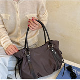 KYLETHOMASW  -  Women Polka Dot Nylon Tote Bag Pu Leather Handle Large Capacity Soft Shoulder Bag Casual Daily Crossbody Handbag Purse
