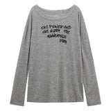Kylethomasw Streetwear See-through Sexy Loose Long-sleeved T-shirt Women Autumn New O-neck Letter Printed Casual Knitted Tops