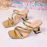 KYLETHOMASW  -  Summer Women's Fashion Sexy Open Toe Thick Heel Slipper High-heeled Shoes Wedding Party Shoe Lady Slipper 5541