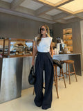 KYLETHOMASW  -  Striped Baggy Pants Women's Pants Autumn Elegant Pleated Wide Leg Oversized Trousers Ladies Fashion High Waist Pants
