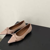 KYLETHOMASW  -  Ballerina Satin Women's Flat Shoes Comfort Non-slip Pointed Toe Ladies Loafers Flats Elegant Bowknot Women's Single Shoes
