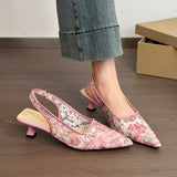 KYLETHOMASW  -  French Elegant High Heel Women Sandals Fashion Pointed Toe Singbacks Mules Shoes Summer Mesh Dress Sandalias Shoes Women