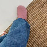 KYLETHOMASW  -  Low Slippers Soft Flock Cover Toe Loafers Female Shoes Slides Platform Comfort 2025 Fabric Hoof Heels Rubber PU Rome Shoes Ladie