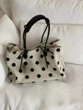 KYLETHOMASW  -  Large Capacity Linen Polka Dot Handbag for Women New Niche Commuting Shoulder Tote Bags