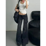 KYLETHOMASW  -  Fashion Retro Low Waist Flared Pants Denim Overalls Women's Jeans American Vintage Spicy Girl Slim Fit Boot Cut Jean Streetwear