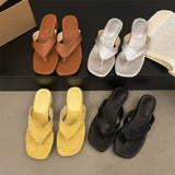 KYLETHOMASW  -  Summer Fashion Thin Low Heels Slippers Women Round Clip Toe Beach Casual Sandals Flip Flops Shoes Zapatos De Mujer