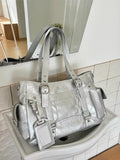 KYLETHOMASW  -  Hot Girl Vintage Studded Tote Bag Women Leather Textured Large Capacity Shoulder Bag Ladies Y2k Aesthetics Commute Crossbody Bag