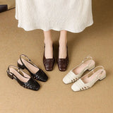 KYLETHOMASW  -  Design 2025 Vintage Women Sandals Square Toe Block Heels 3.5cm Back Buckle Strap Big Size 43 Dating Shoes 31 32