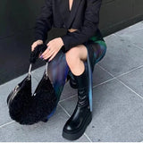 KYLETHOMASW  -  Street Style Autumn Winter Women Knee High Boots Fashion Slip On Platform Heels Concise Long Botas De Mujer