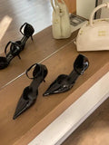 KYLETHOMASW  -  Pointed Heel Sandals Comfort Shoes for Women Suit Female Beige Girls Fashion Black High Leather Low Stiletto Scandals Rubber Fab