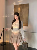 KYLETHOMASW  -  French Apricot Double-layer Lapel Long-sleeved Shirt for Women in Autumn Lace Fitted Waist Shirt