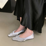 KYLETHOMASW  -  Pink Luxury Fashion Rhinestones Silk Women Flats With Shoes Female Soft Shallow Footwear Crystal Ladies Slip On Flats Shoes