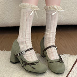 KYLETHOMASW  -  New Spring Thick Heel Women Mary Jane Shoes Fashion Rhinestone Buckle Strap Shoes Ladies Outdoor Elegant Dress Pumps