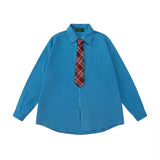 KYLETHOMASW  -  Retro Suits High Waisted Corduroy Skirt Women Autumn Solid Color Thin A Word Long Skirt Japanese Loose Shirt Sets