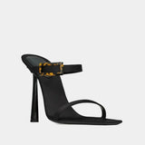 KYLETHOMASW  -  Summer Black Satins Women's Sandals Square Toe Thin Heels Slip-on Female High Heels Shoes Simple Versatile Peep Toe Ladies Pumps