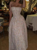 KYLETHOMASW  -  Ladies Floral Print Vacation Slim Fashion Dress Women Sleeveless Backless Maxi Dresses Elegant Evening Party Graduation Robe