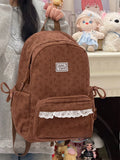 KYLETHOMASW  -  Lace Bow Polka Dot Bag Student Mochila Large Capacity Mochilas Mujer Backpack School Bolsas Feminina Corduroy Bags for Woman