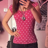 KYLETHOMASW  -  Y2k Clothes T Shirt For Women Japanese Style Polka Dot Spring Summer Ropa De Mujer Vintage Versatile Short Tees