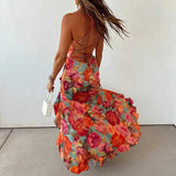 KYLETHOMASW  -  Casual Sleeveless Backless Tie Up Dress Summer New Low Cut Pleated Evening Dress Fashion Hot Girl Irregular Floral Printed Dress