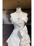 KYLETHOMASW  -  France Elegant Warm Sweet Elegant Slim Off Shoulder Women's Dresses Summer Designer Thin Bow Lace Princess Trailing Dress New