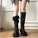 KYLETHOMASW  -  Autumn Winter Platform Thick Bottom Woman Knee High Boots Shoes Ladies Elegant Belt Buckle Knight Booties