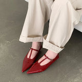KYLETHOMASW  -  New Spring Fashion Non-Slip Women Mary Janes Flats Shoes Comfort Footwear  Pointed Toe Female Buckle T-Strap Ladies Flats Shoes