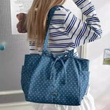 KYLETHOMASW  -  Y2k Aesthetic Star Print Canvas Tote Bag for Women New Style Casual Underarm Bag Office Lady Fashion Chic Shoulder Handbags