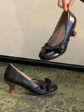 KYLETHOMASW  -  French Vintage Butterfly Knot Single Shoes Women's New Thick Heel Mary Janes Versatile Commute High Heels Summer Rubber...
