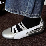 KYLETHOMASW  -  Retro multi-color sports shoes, ballet shoes with elastic bands, round toe, flat bottom, shallow opening Mary Jane style women's