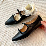 KYLETHOMASW  -  Leather Shoes for Women's Spring/Summer New French Bow Flat Pumps Shoes Women Round Toe Ballet Shoes for Women Flats Women