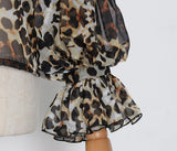 KYLETHOMASW  -  Women Ruffles Shoulder Lantern Sleeve Blouse Pullover Loose Tops Fashion Tie Bow Collar Perspective Shirt