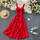 Kylethomasw Summer Solid Color Robe Dress Women V Neck Long Party Evening Dresses Sexy Tank Backless Spaghetti Strap Maxi Holiday Vestidos