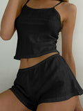 KYLETHOMASW  -  Summer Sexy Knitted Camisole Shorts Women's Home Wear Sleepwear Jacquard Black and White Cool Pajamas Two-piece Set pijamas